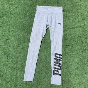 Puma Gray Grey Spellout Leggings Workout Gym Pants Womens Extra Small